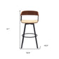 31" Cream and Black Faux Leather with Metal Swivel Bar Height Bar Chair