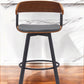 31" Gray and Black Faux Leather with Metal Swivel Bar Height Bar Chair