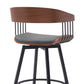 31" Gray and Black Faux Leather with Metal Swivel Bar Height Bar Chair