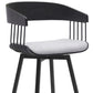 31" Light Gray and Black Fabric with Metal Swivel Bar Height Bar Chair