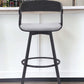 31" Light Gray and Black Fabric with Metal Swivel Bar Height Bar Chair