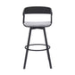 31" Light Gray and Black Fabric with Metal Swivel Bar Height Bar Chair