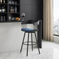 31" Blue and Black Fabric with Metal Swivel Bar Height Bar Chair