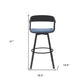 31" Blue and Black Fabric with Metal Swivel Bar Height Bar Chair