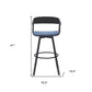 31" Blue and Black Fabric with Metal Swivel Bar Height Bar Chair