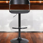 Black Faux Leather And Metal Swivel Adjustable Height Bar Chair