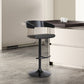 Black Faux Leather And Metal Swivel Adjustable Height Bar Chair