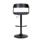 Black Faux Leather And Metal Swivel Adjustable Height Bar Chair