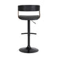 Black Faux Leather And Metal Swivel Adjustable Height Bar Chair