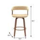 26" Cream And Wood Brown Faux Leather Swivel Counter Height Bar Chair