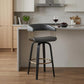 26" Gray And Black Faux Leather Swivel Counter Height Bar Chair