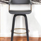 26" Gray And Black Faux Leather Swivel Counter Height Bar Chair