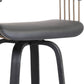 26" Gray And Black Faux Leather Swivel Counter Height Bar Chair