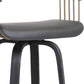 26" Gray And Black Faux Leather Swivel Counter Height Bar Chair