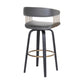 26" Gray And Black Faux Leather Swivel Counter Height Bar Chair