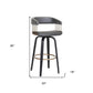 26" Gray And Black Faux Leather Swivel Counter Height Bar Chair