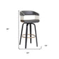 26" Gray And Black Faux Leather Swivel Counter Height Bar Chair