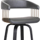 31" Gray And Black Faux Leather Swivel Bar Height Bar Chair
