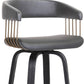 31" Gray And Black Faux Leather Swivel Bar Height Bar Chair