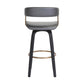 31" Gray And Black Faux Leather Swivel Bar Height Bar Chair