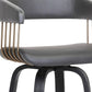 31" Gray And Black Faux Leather Swivel Bar Height Bar Chair
