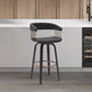 31" Black Faux Leather Swivel Bar Height Bar Chair
