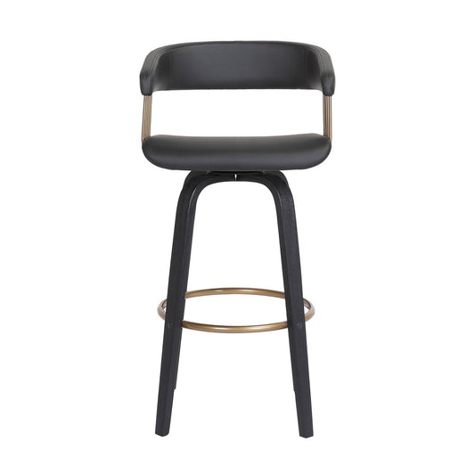 31" Black Faux Leather Swivel Bar Height Bar Chair