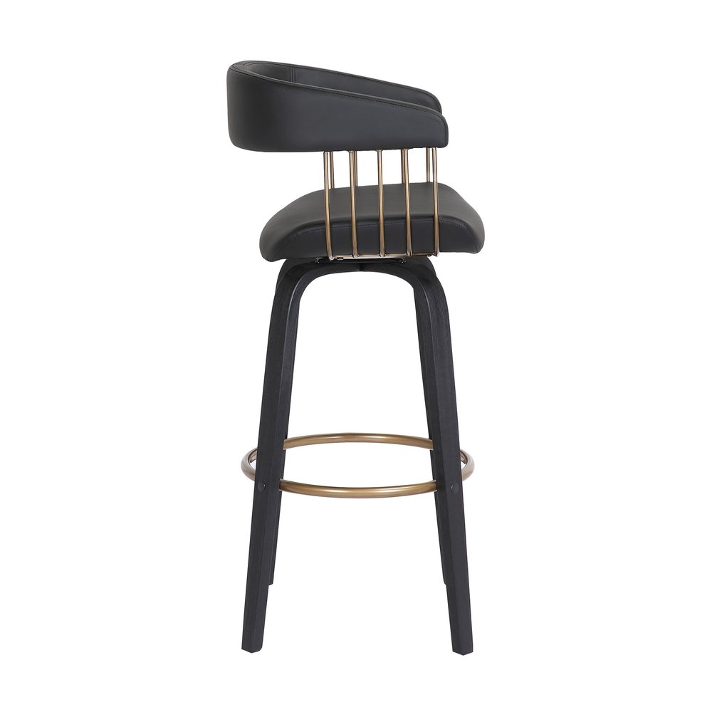 31" Black Faux Leather Swivel Bar Height Bar Chair