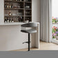 Gray and Black Faux Leather with Metal Swivel Adjustable Height Bar Chair