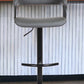 Gray and Black Faux Leather with Metal Swivel Adjustable Height Bar Chair