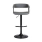 Gray and Black Faux Leather with Metal Swivel Adjustable Height Bar Chair