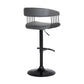 Gray and Black Faux Leather with Metal Swivel Adjustable Height Bar Chair
