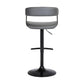 Gray and Black Faux Leather with Metal Swivel Adjustable Height Bar Chair