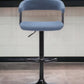 Blue and Black Fabric with Metal Swivel Adjustable Height Bar Chair