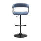 Blue and Black Fabric with Metal Swivel Adjustable Height Bar Chair