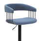 Blue and Black Fabric with Metal Swivel Adjustable Height Bar Chair