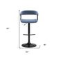Blue and Black Fabric with Metal Swivel Adjustable Height Bar Chair