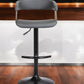Gray and Black Faux Leather with Metal Swivel Adjustable Height Bar Chair