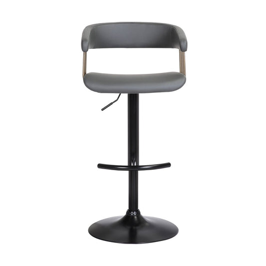 Gray and Black Faux Leather with Metal Swivel Adjustable Height Bar Chair
