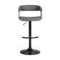 Gray and Black Faux Leather with Metal Swivel Adjustable Height Bar Chair