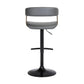 Gray and Black Faux Leather with Metal Swivel Adjustable Height Bar Chair