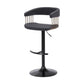 Black Faux Leather And Metal Swivel Adjustable Height Bar Chair