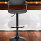 Black Faux Leather And Metal Swivel Adjustable Height Bar Chair
