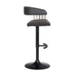 Black Faux Leather And Metal Swivel Adjustable Height Bar Chair