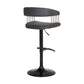 Black Faux Leather And Metal Swivel Adjustable Height Bar Chair