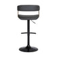Black Faux Leather And Metal Swivel Adjustable Height Bar Chair