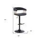 Black Faux Leather And Metal Swivel Adjustable Height Bar Chair