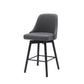 26" Gray and Black Faux Leather with Solid Wood Swivel Counter Height Bar Chair