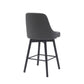 26" Gray and Black Faux Leather with Solid Wood Swivel Counter Height Bar Chair