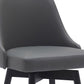 26" Gray and Black Faux Leather with Solid Wood Swivel Counter Height Bar Chair
